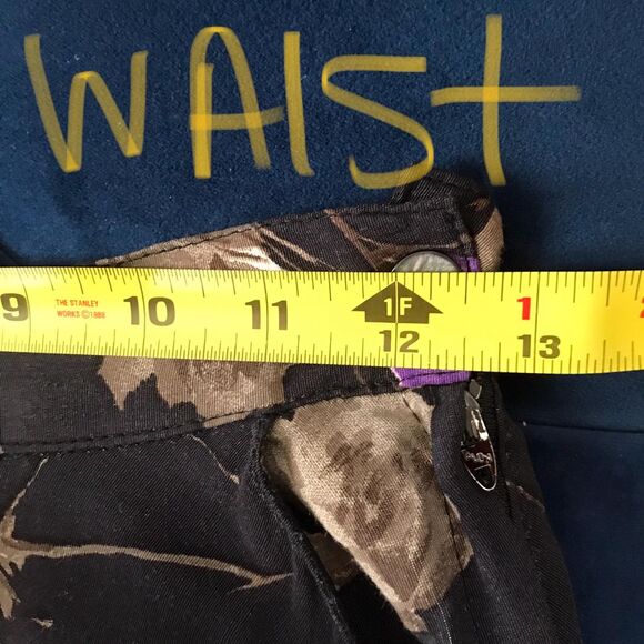 Vintage 90s ABS Black Purple Rose Floral Midi Skirt w/ Pockets Small - Picture 6 of 9